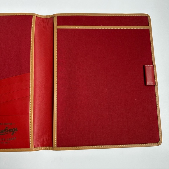 Rawlings Red Leather Padfolio Folder with Baseball Stitch - Picture 7 of 11
